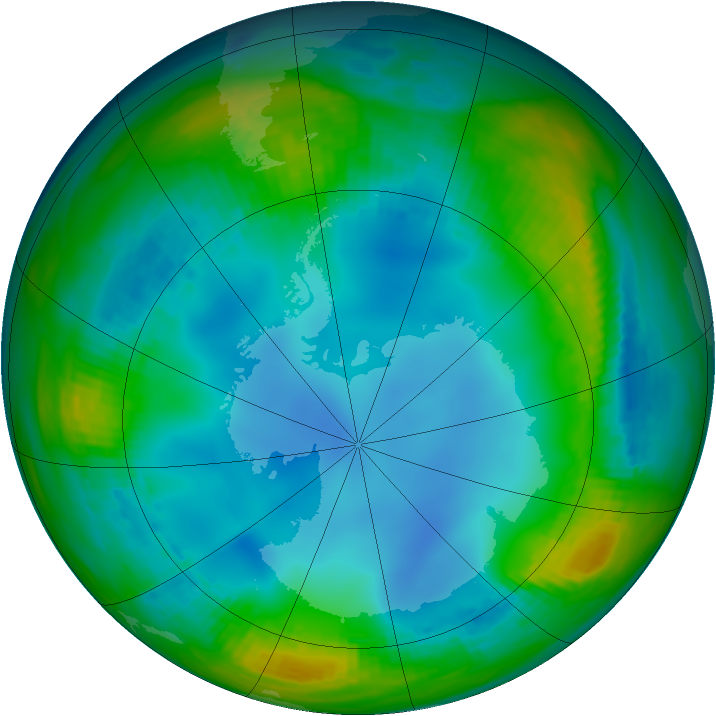 Antarctic ozone map for 16 July 1987